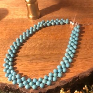Expandable triple strand of sleeping beauty turquoise weaved Jay King New